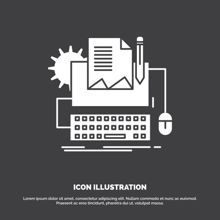 Type Writer, paper, computer, paper, keyboard Icon. glyph vector symbol for UI and UX, website or mobile applicationのイラスト素材