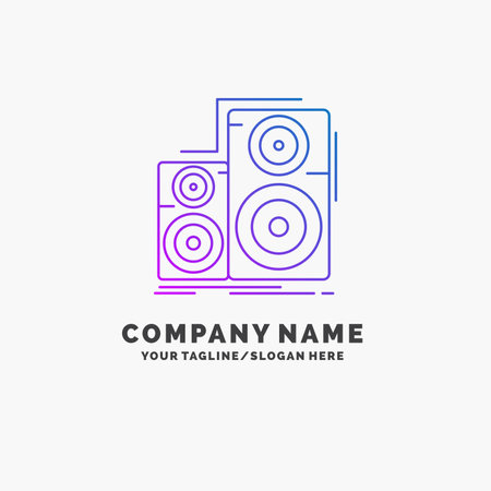Audio, hifi, monitor, speaker, studio Purple Business Logo Template. Place for Taglineのイラスト素材