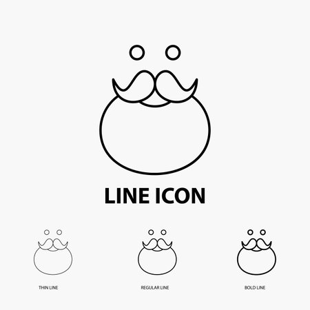 moustache, Hipster, santa, Beared Icon in Thin, Regular and Bold Line Style. Vector illustrationのイラスト素材