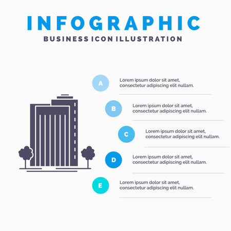 Building, Green, Plant, City, Smart Infographics Template for Website and Presentation. GLyph Gray icon with Blue infographic style vector illustration.のイラスト素材