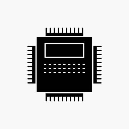 Processor, Hardware, Computer, PC, Technology Glyph Icon. Vector isolated illustrationのイラスト素材