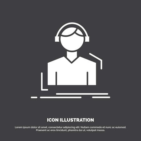 Engineer, headphones, listen, meloman, music Icon. glyph vector symbol for UI and UX, website or mobile applicationのイラスト素材