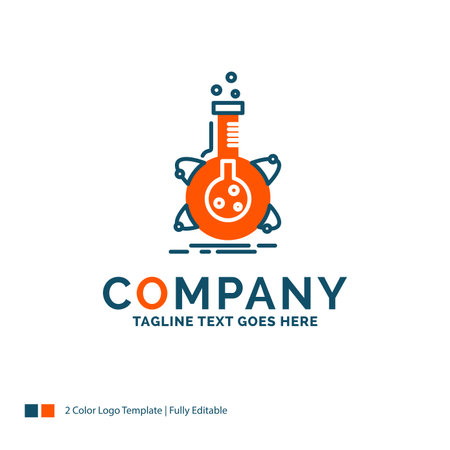 research, laboratory, flask, tube, development Logo Design. Blue and Orange Brand Name Design. Place for Tagline. Business Logo template.のイラスト素材