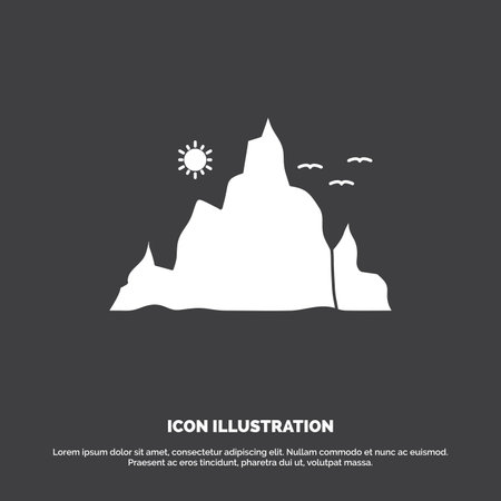 mountain, landscape, hill, nature, sun Icon. glyph vector symbol for UI and UX, website or mobile applicationのイラスト素材