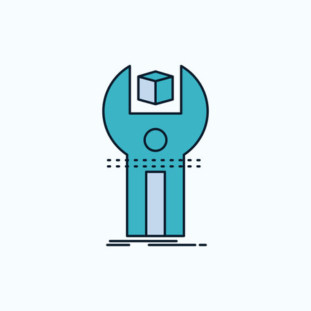 SDK, App, development, kit, programming Flat Icon. green and Yellow sign and symbols for website and Mobile appliation. vector illustrationのイラスト素材