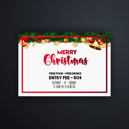 Golden bells Christmas Banner & backgroundのイラスト素材