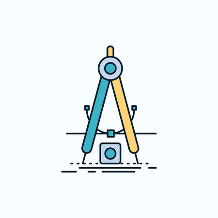 Design, measure, product, refinement, Development Flat Icon. green and Yellow sign and symbols for website and Mobile appliation. vector illustrationのイラスト素材