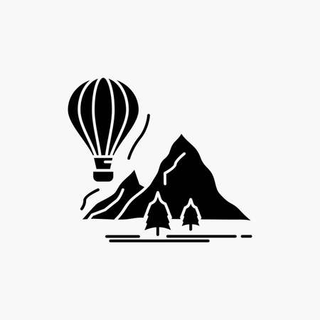 explore, travel, mountains, camping, balloons Glyph Icon. Vector isolated illustrationのイラスト素材