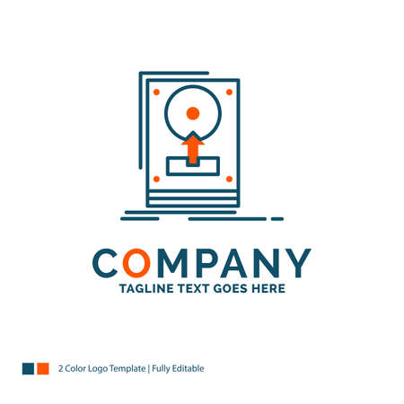 install, drive, hdd, save, upload Logo Design. Blue and Orange Brand Name Design. Place for Tagline. Business Logo template.のイラスト素材