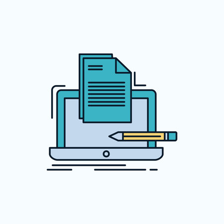 Coder, coding, computer, list, paper Flat Icon. green and Yellow sign and symbols for website and Mobile appliation. vector illustrationのイラスト素材