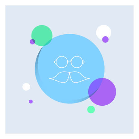 moustache, Hipster, glasses, men White Line Icon colorful Circle Backgroundのイラスト素材