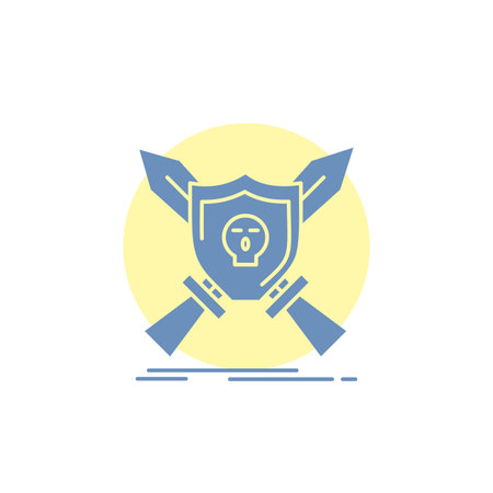 Badge, emblem, game, shield, swords Glyph Icon.のイラスト素材