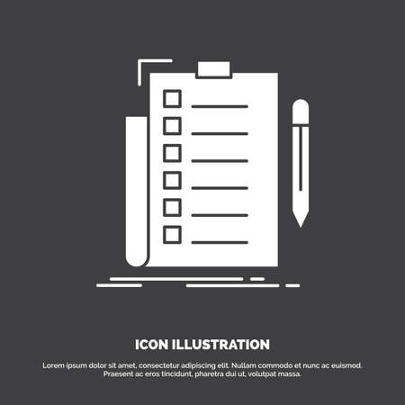 expertise, checklist, check, list, document Icon. glyph vector symbol for UI and UX, website or mobile applicationのイラスト素材