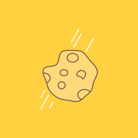 Asteroid, astronomy, meteor, space, comet Flat Line Filled Icon. Beautiful Logo button over yellow...