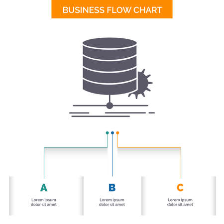 Algorithm, chart, data, diagram, flow Business Flow Chart Design with 3 Steps. Glyph Icon For Presentation Background Template Place for text.のイラスト素材