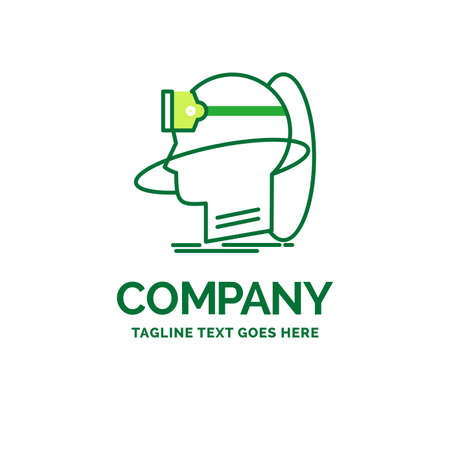 human, man, reality, user, virtual, vr Flat Business Logo template. Creative Green Brand Name Design.のイラスト素材