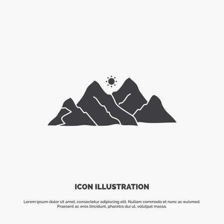 mountain, landscape, hill, nature, scene Icon. glyph vector gray symbol for UI and UX, website or mobile applicationのイラスト素材