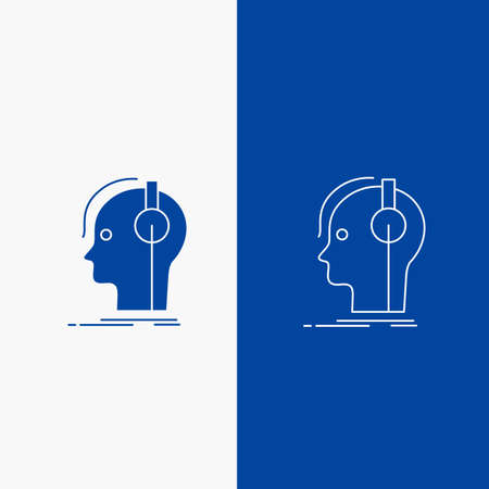 composer, headphones, musician, producer, sound Line and Glyph web Button in Blue color Vertical Banner for UI and UX, website or mobile applicationのイラスト素材
