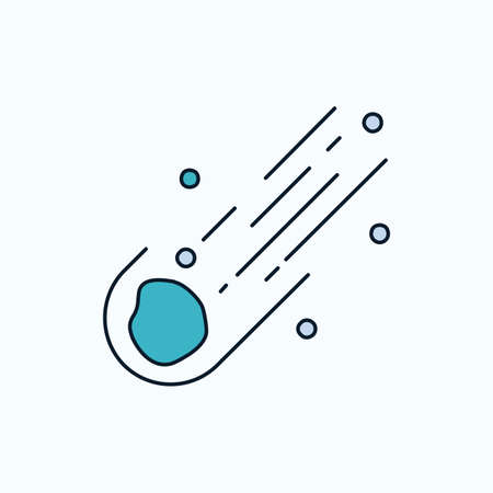 Asteroid, astronomy, meteor, space, comet Flat Icon. green and Yellow sign and symbols for website...