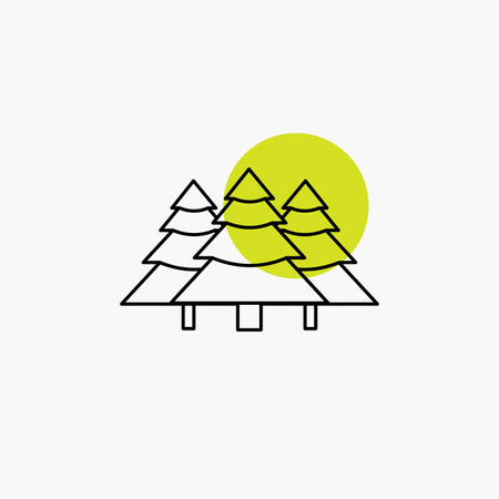 forest, camping, jungle, tree, pines Line Iconのイラスト素材