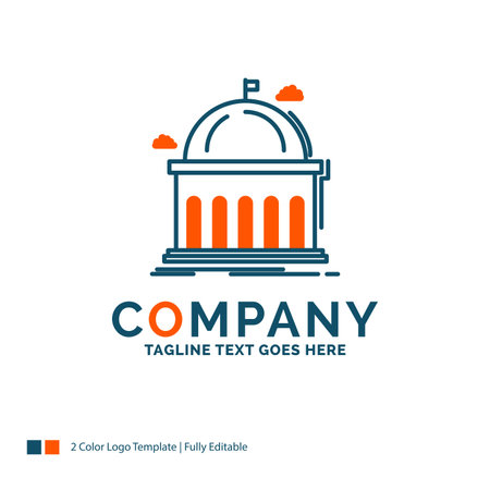 Library, school, education, learning, university Logo Design. Blue and Orange Brand Name Design. Place for Tagline. Business Logo template.のイラスト素材