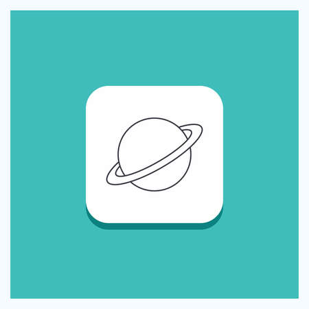 Round Button for planet, space, moon, flag, mars Line icon Turquoise Backgroundのイラスト素材