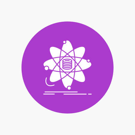 Analysis, data, information, research, science White Glyph Icon in Circle. Vector Button illustrationのイラスト素材