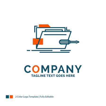 Folder, repair, skrewdriver, tech, technical Logo Design. Blue and Orange Brand Name Design. Place for Tagline. Business Logo template.のイラスト素材