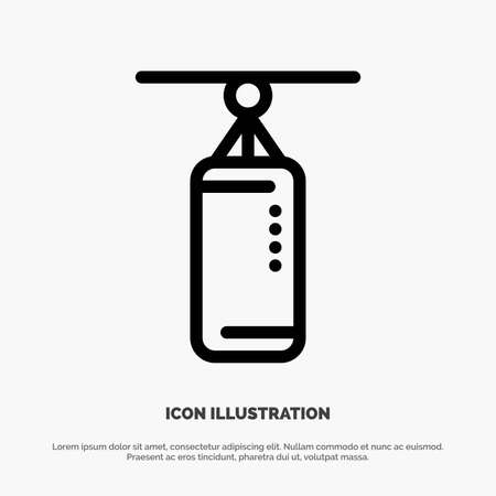 Bag, Boxing, Punch bag, Punching Line Icon Vectorのイラスト素材