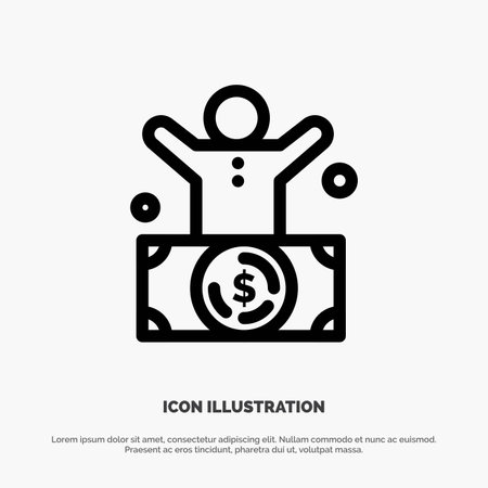 Billionaire, Man, Millionaire, Person, Rich Line Icon Vectorのイラスト素材