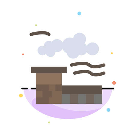 Factory, Industry, Landscape Abstract Flat Color Icon Templateのイラスト素材