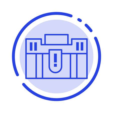 Briefcase, Business, Case, Holding, Portfolio, Suitcase, Travel Blue Dotted Line Line Iconのイラスト素材