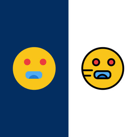 Emojis, Emoticon, Hungry, School  Icons. Flat and Line Filled Icon Set Vector Blue Backgroundのイラスト素材
