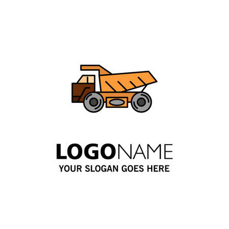 Truck, Trailer, Transport, Construction Business Logo Template. Flat Colorのイラスト素材