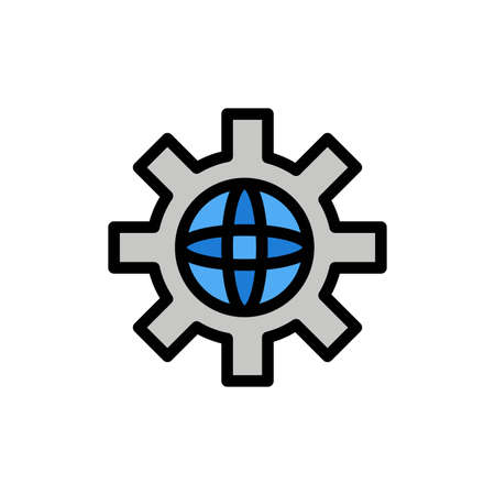 World, Globe, Setting, Technical  Flat Color Icon. Vector icon banner Templateのイラスト素材