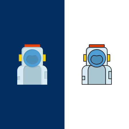 astronaut, space, spaceman, helmet, suit Flat Color Icon Vectorのイラスト素材