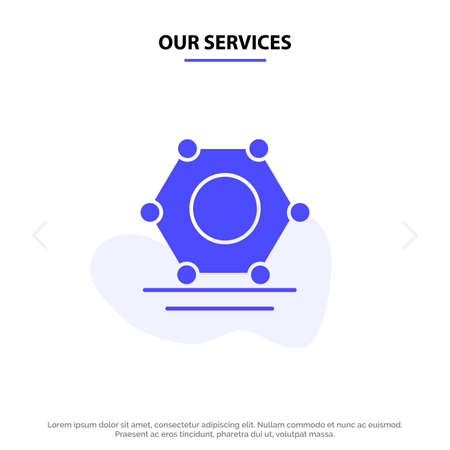 Our Services Digital, Network, Super connected Solid Glyph Icon Web card Templateのイラスト素材