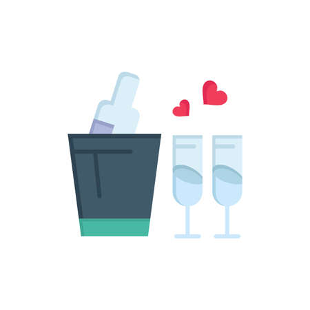 Bottle, Glass, Love, Wedding  Flat Color Icon. Vector icon banner Templateのイラスト素材