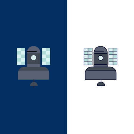 Satellite, broadcast, broadcasting, communication, telecommunication Flat Color Icon Vectorのイラスト素材