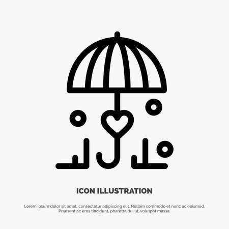 Insurance, Umbrella, Secure, Love Line Icon Vectorのイラスト素材