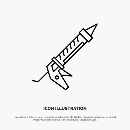 Sealant, Gun, Repair, Construction, Utensils Line Icon Vectorのイラスト素材