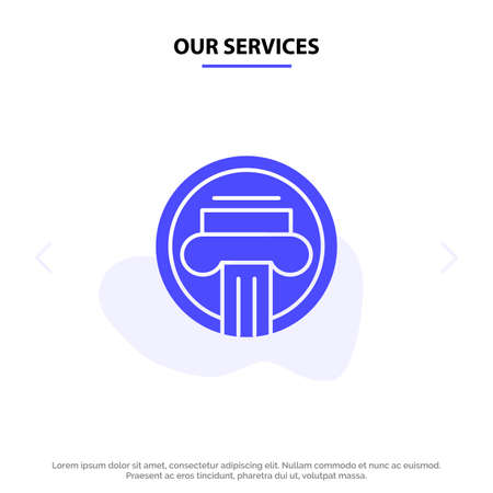 Our Services Column, Architecture, Building, Decoration, Greek Solid Glyph Icon Web card Templateのイラスト素材