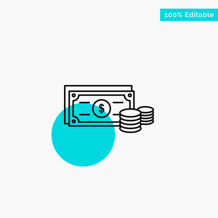 Dollar, Coins, Finance, Money, Business turquoise highlight circle point Vector iconのイラスト素材