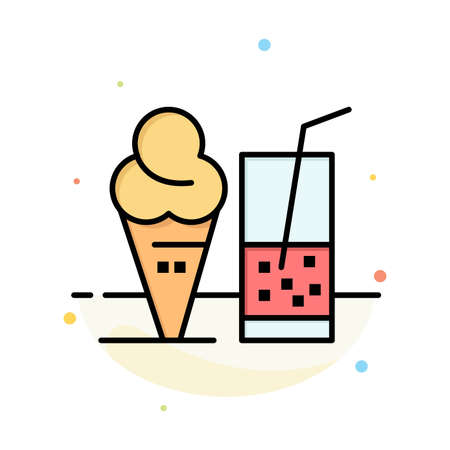 Drink, Ice Cream, Summer, Juice Abstract Flat Color Icon Templateのイラスト素材