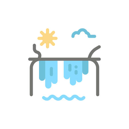 Mountains, River, Sun, Canada  Flat Color Icon. Vector icon banner Templateのイラスト素材