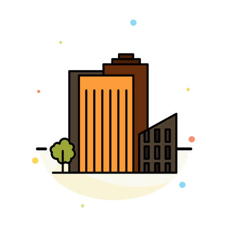 Building, Build, Dormitory, Tower, Real Estate Abstract Flat Color Icon Templateのイラスト素材