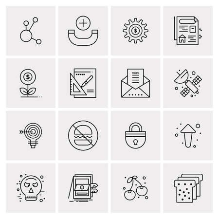 16 Universal Business Icons Vector. Creative Icon Illustration to use in web and Mobile Related project.のイラスト素材