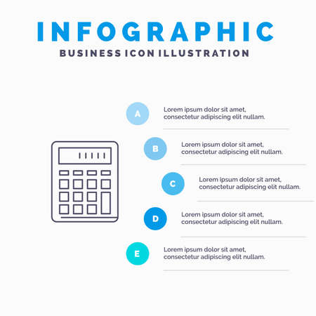 Calculator, Accounting, Business, Calculate, Financial, Math Line icon with 5 steps presentation infographics Backgroundのイラスト素材