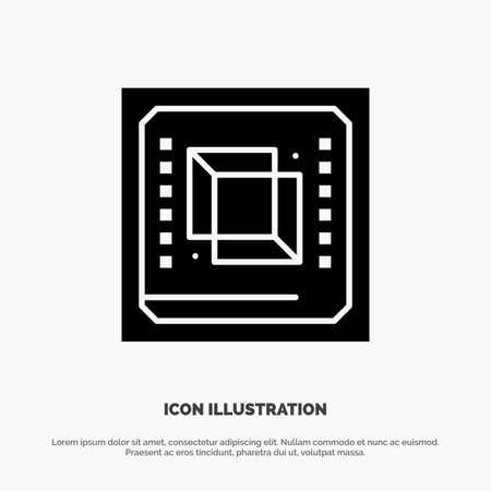 Chip, Computer, Cpu, Hardware, Processor solid Glyph Icon vectorのイラスト素材