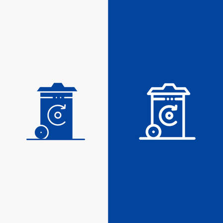 Bin, Recycling, Energy, Recycil bin Line and Glyph Solid icon Blue banner Line and Glyph Solid icon Blue bannerのイラスト素材